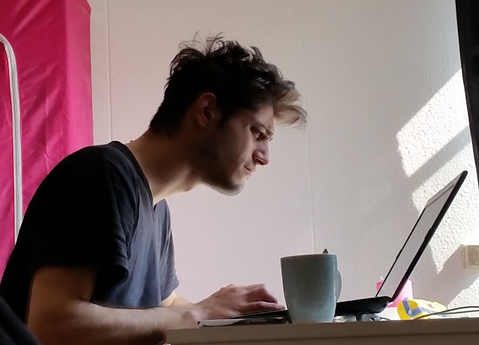 Nicola working at his computer